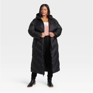 Women's Plus Size Long Puffer Jacket Water Resistant - Ava & Viv